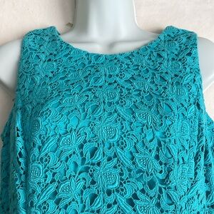 Turquoise lace dress sleeveless Talbots 4P
